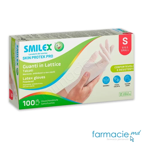 Manusi nesterile latex SMILEX cu talc Small Bericah