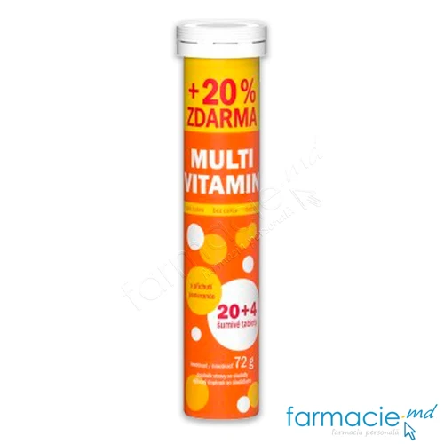 Multivitamine fara zahar, portocala tab. eferv. N20+4 Vitar