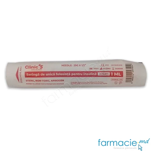 Seringi insulina 1ml Clinic's 29G 3 parti