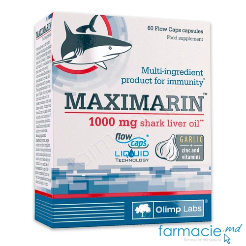 Maximarin (Odpormax) ulei ficat rechin 1000mg cu Vit.A+D+E+Zn Liquid caps. N60 Olimp 1+1 GRATIS