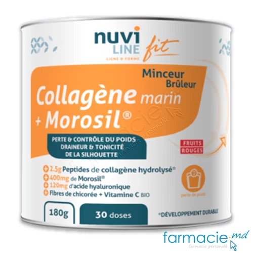 Colagen marin Nuviline Fit+Morosil 400mg Slabire 30doze x 6g pulbere 180g (fructe de padure)
