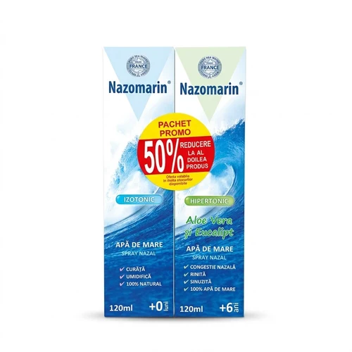 Nazomarin Hipertonic spray Forte Aloe & Eucalipt 120ml + Nazomarin Izotonic spray 120ml(0+) Top-Pharma