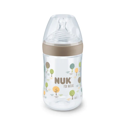 NUK Sticluta Nature plastic 260 ml+tetina silicon 0-6 luni (M)