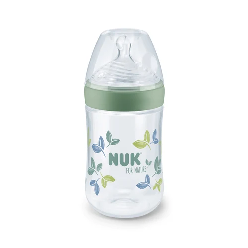 NUK Sticluta Nature plastic 260 ml+tetina silicon 0-6 luni (M)