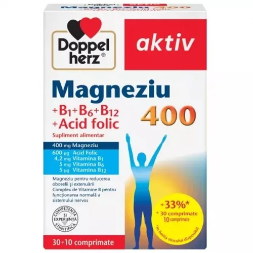 Magneziu 400mg+Vit B+Ac.Folic comp. N30+10 Cadou Doppelherz